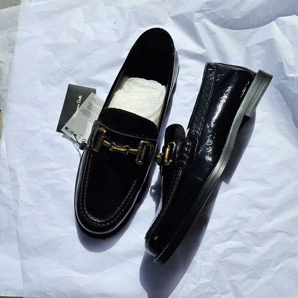 Massimo Dutti Horsebit Patent Leather Loafers Black Office Siren NWT 6.5